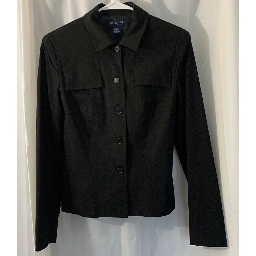 Ann Taylor Stretch Black Moto Style Jacket Coat SZ 6.